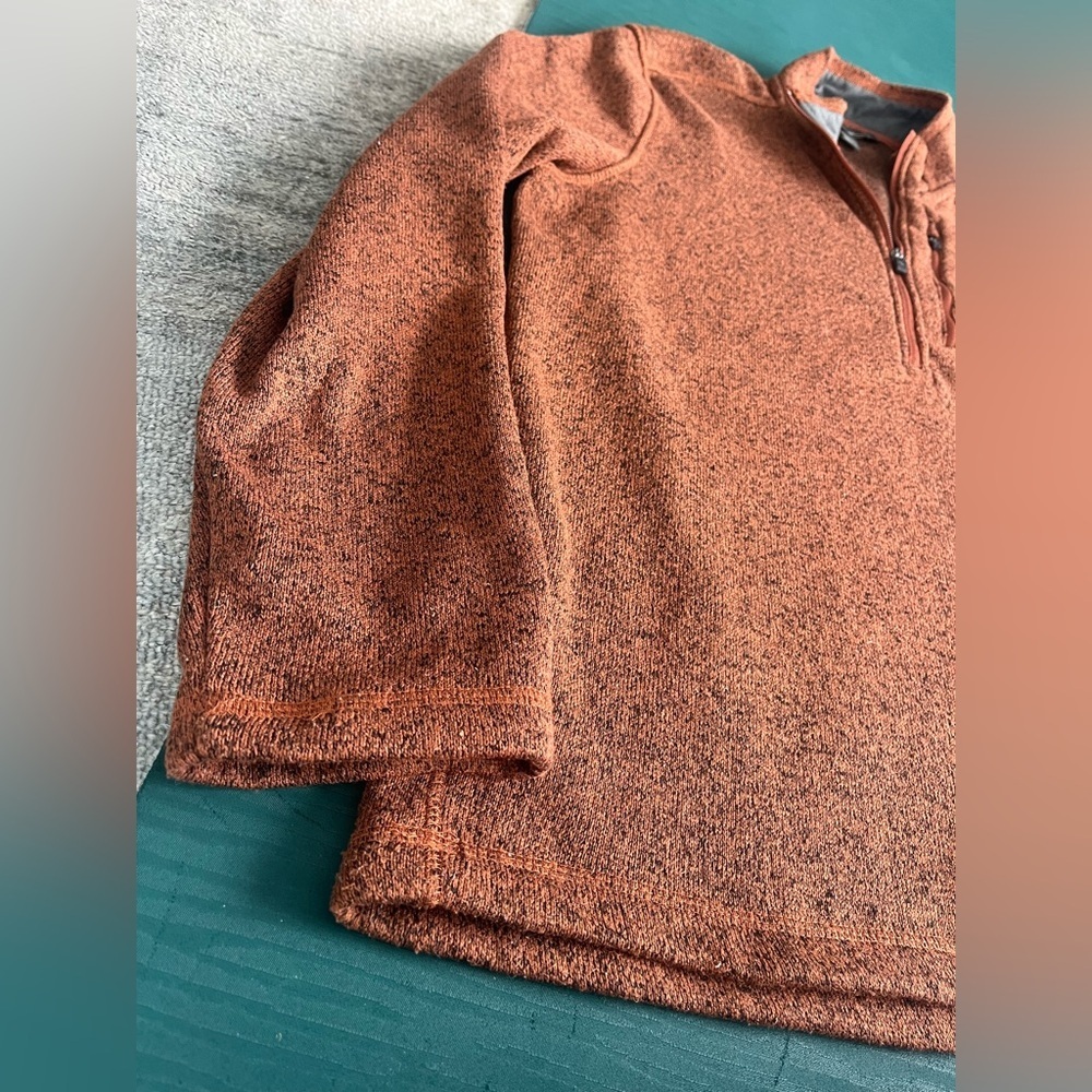 Eddie Bauer Mens L Fleece 1/4 Zip Pullover Jacket Dark Orange Rust Long Sleeve - Picture 9 of 11
